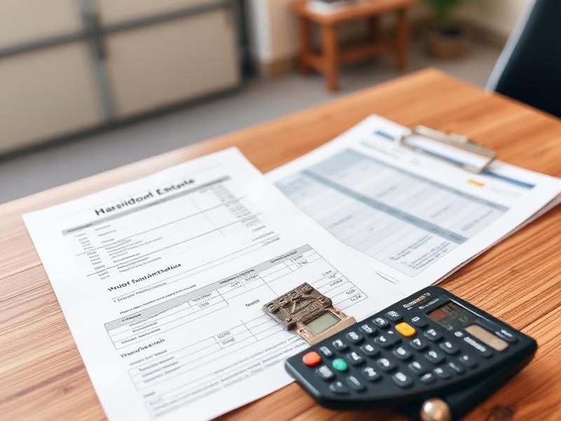 Calculator and garage door installation estimate documents on desk for pricing calculation